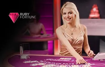 Ruby Fortune live casino: a dealer at a blackjack table