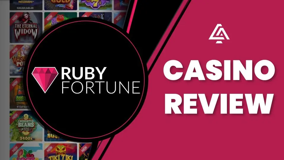 Ruby Fortune casino review cover with the brand logo